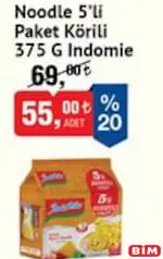 INDOMİE NOODLE 5'Lİ PAKET KÖRİLİ 375 G fiyat ve kampanya bilgisi